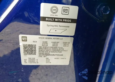 2024 Cadillac Xt5 Awd Luxury из США, поврежденный, VIN 1GYKNBR41RZ755169